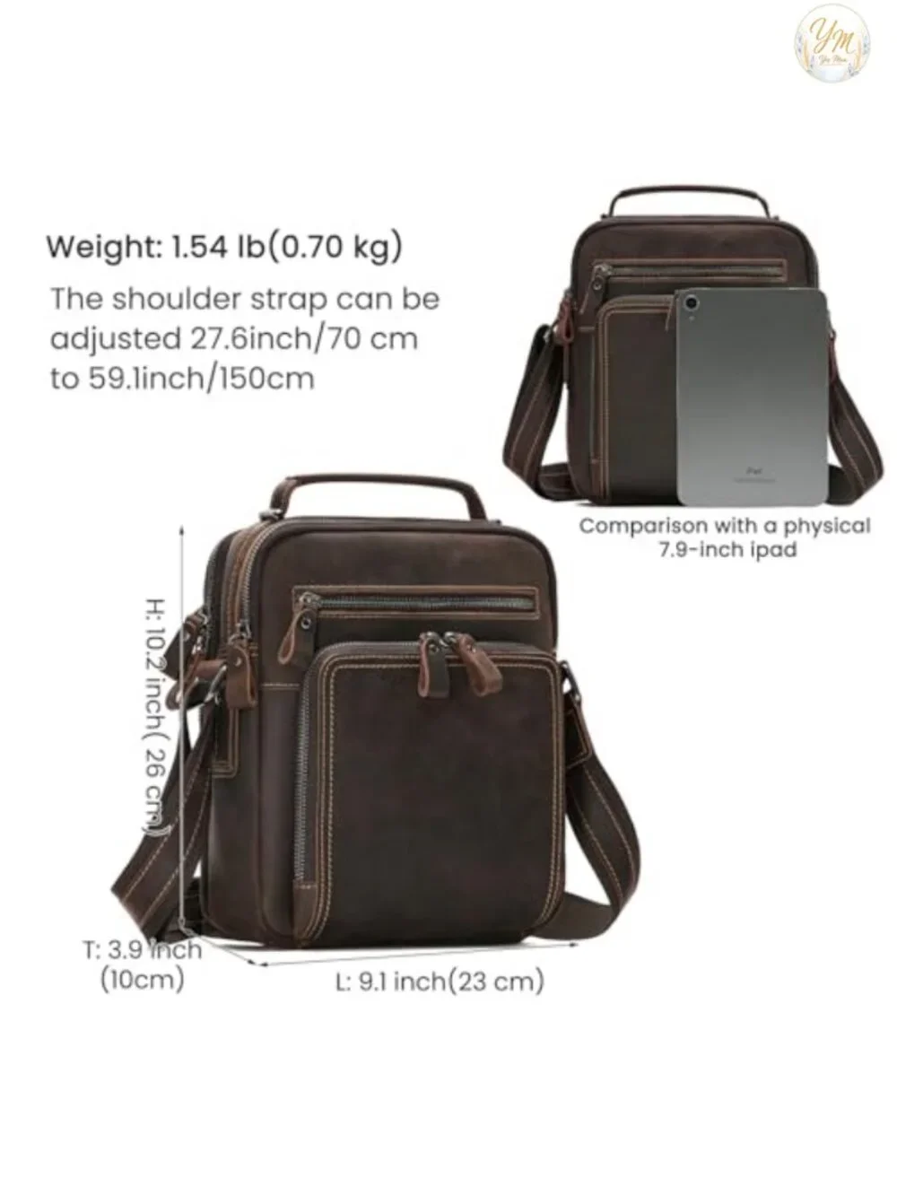 Genuine Leather Small Messenger Bag for Men Vintage Shoulder Crossbody